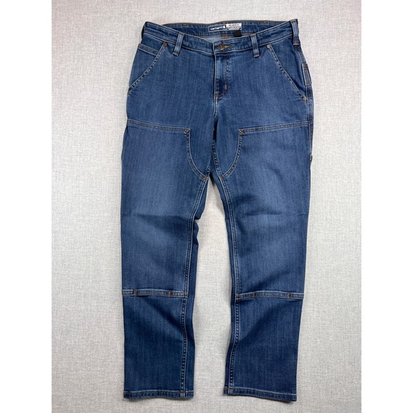 Carhartt Rugged Flex Double Front Jeans Women 8 Short Blue Workwear NEW BD5110-W - Picture 2 of 12
